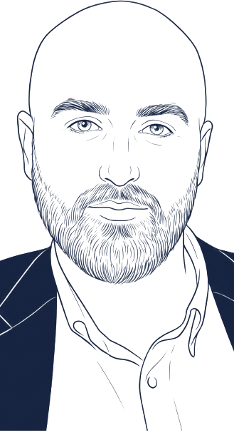 Portrait dessiné au trait de Florent Avry